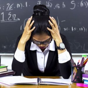 What are the symptoms of mental exhaustion in teachers?